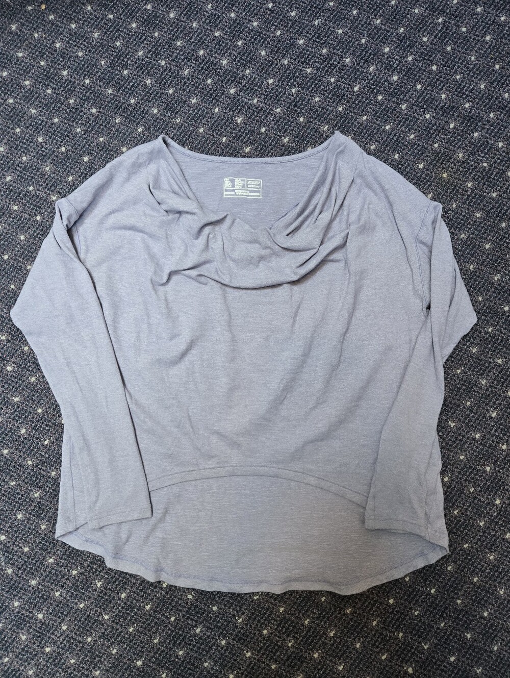 New Balance Light Gray Long-Sleeve Draped Neck Top Size L